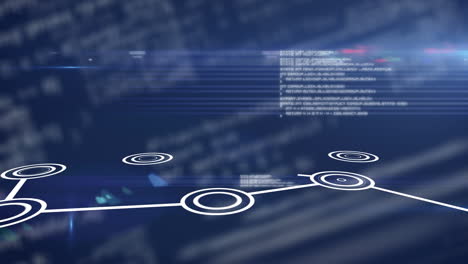animación de datos y conexiones en fondo azul