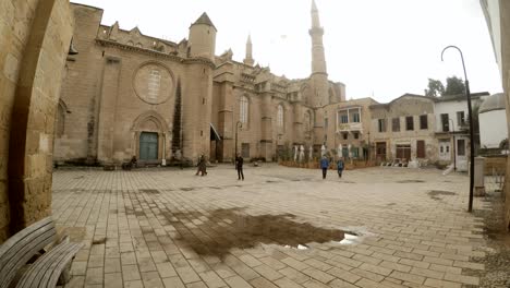 square near cathedral of saint sophia some tourists