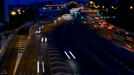 traffic scene  at dusk. long exposure.time lapse