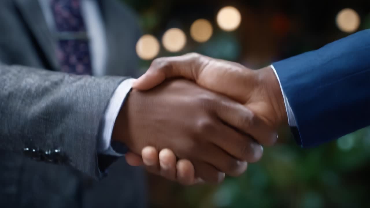 A Professional Handshake Between Two Individuals Signifying Agreement, Trust, and Connection in a Business Environment with a Soft Background Bokeh Effect