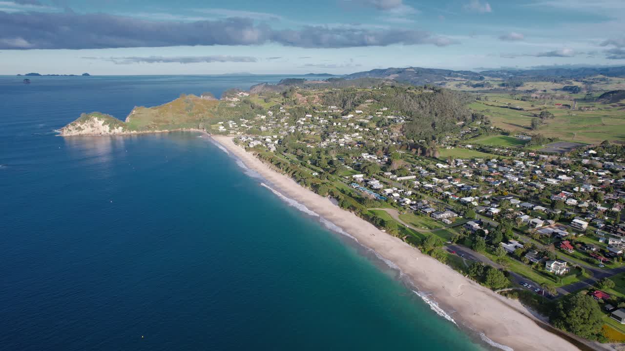 Aerial View of a Coastal Town in New Zealand