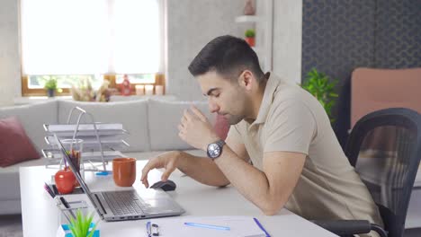 the office worker falls ill and faints.