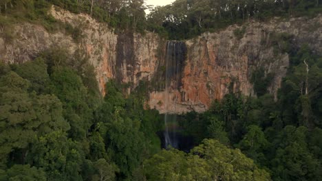 purling brook falls filmed with a drone, wide view, australia