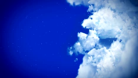 fantasy landscape on cloudy sky, white smoke animation, loop background,