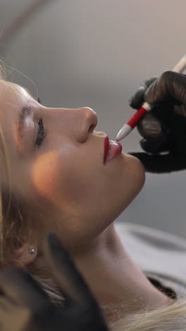 a closeup of a person applying makeup with a brush and vibrant colors, showcasing modern beauty trends