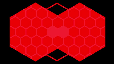 kaleidoscope of red hexagons on black