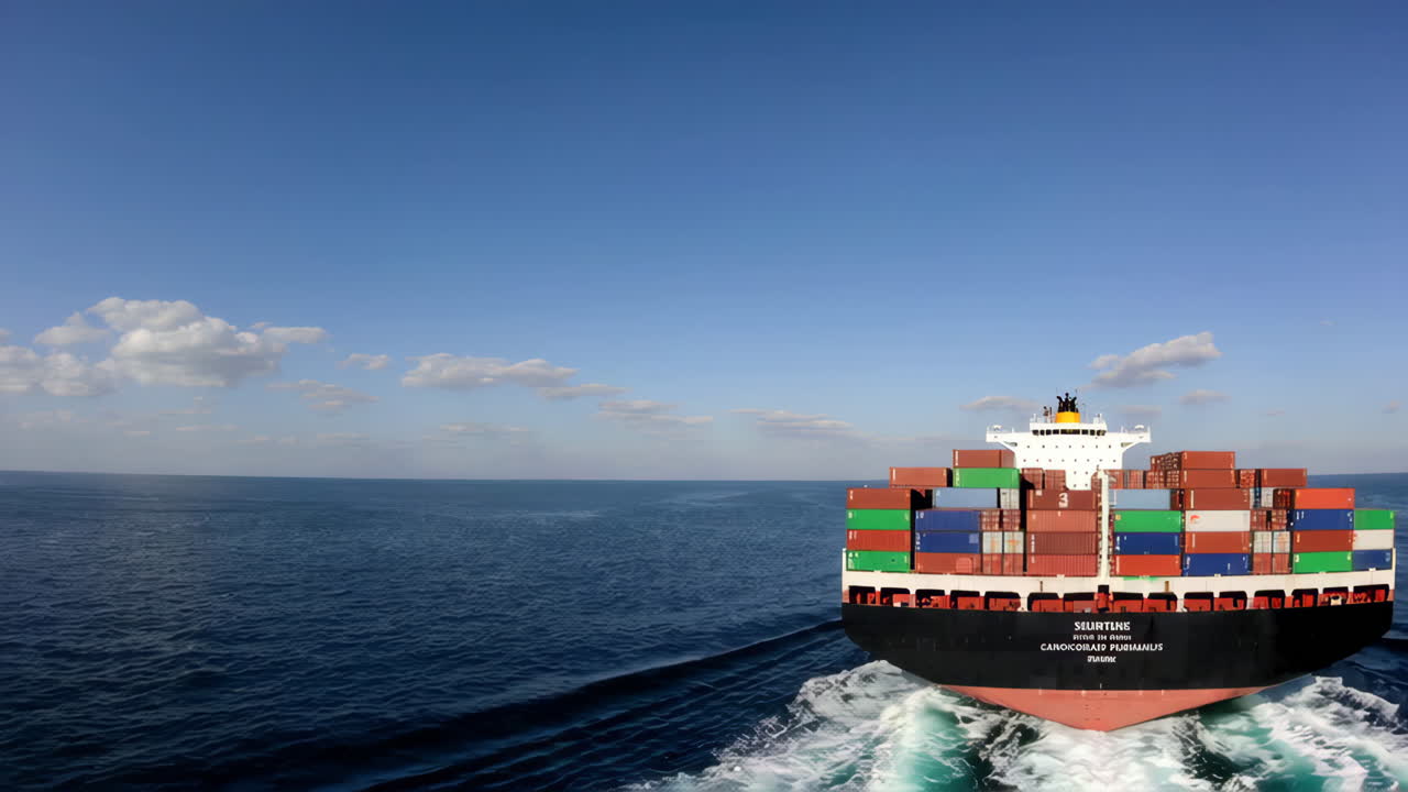 buque de contenedores en el mar