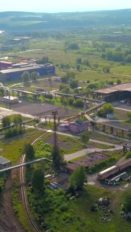 aerial view of an industrial area with abandoned facilities