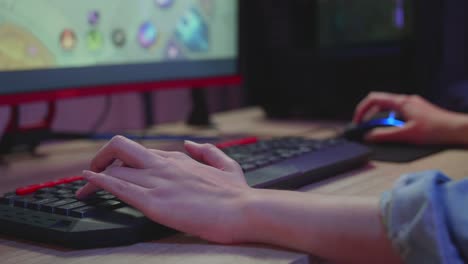 Person Playing a Video Game on a Computer