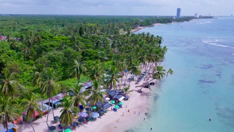 toma aérea de la hermosa playa de resort guayacanes de república dominicana