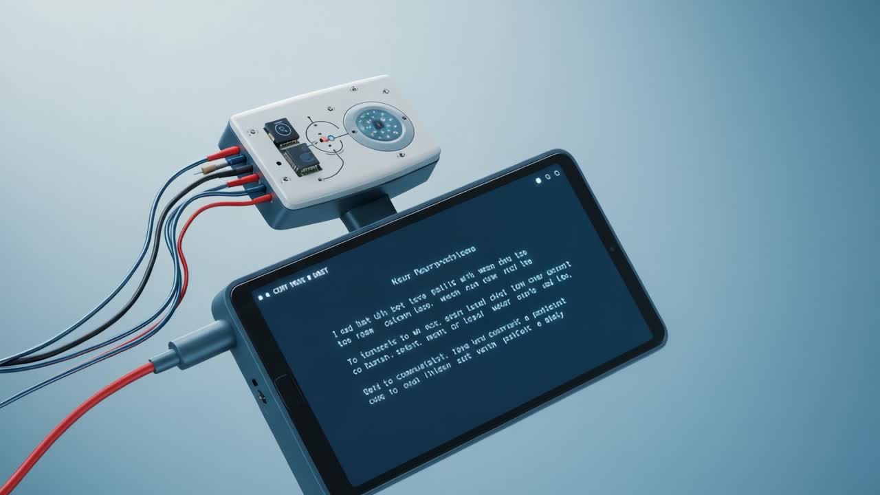 Exploring the Integration of Technology in Communication: A Close-Up View of an Innovative Device Connecting a Smartphone with Displaying Text Content