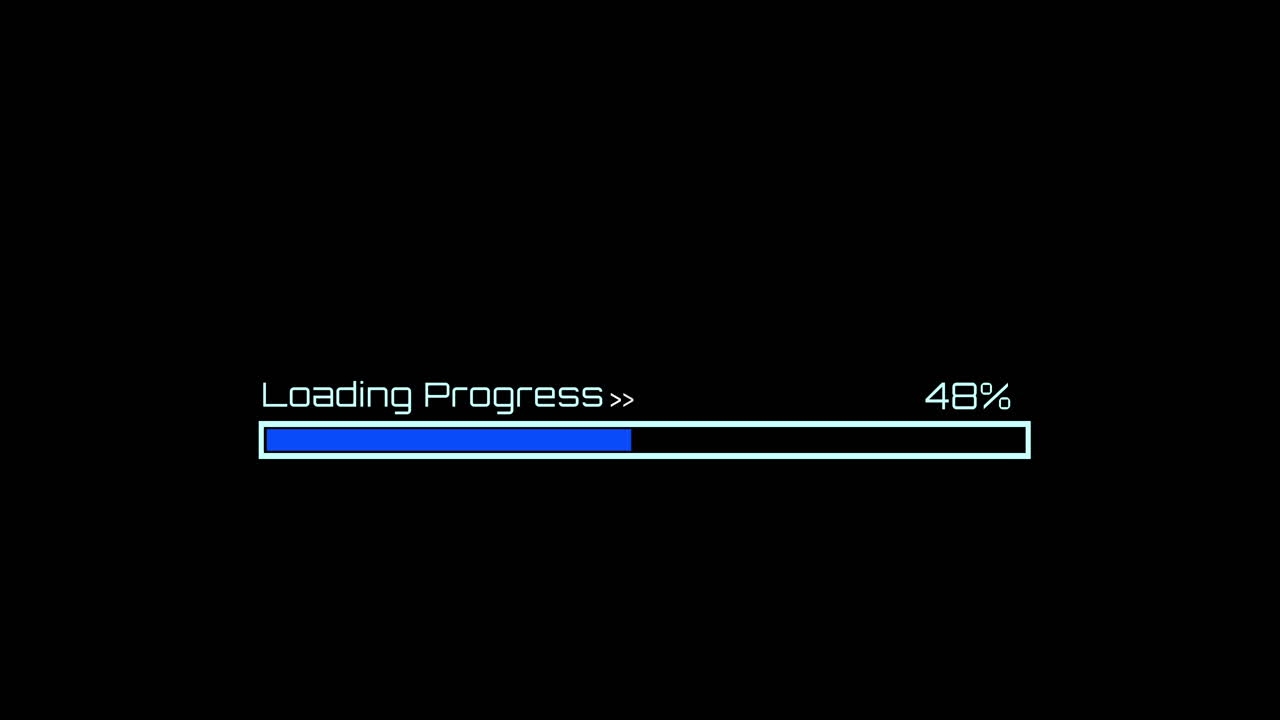 Digital Loading Progress Bar Animation on Black Background