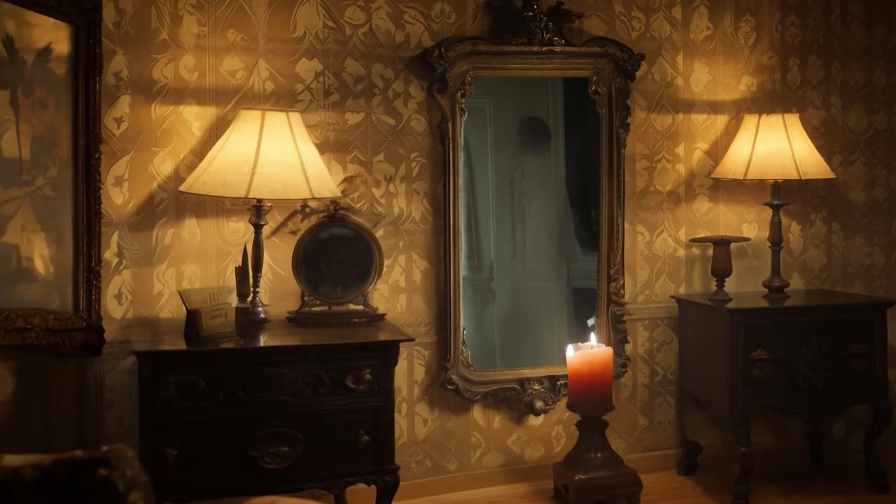 불과 고대 가구가 있는 빈티지 방