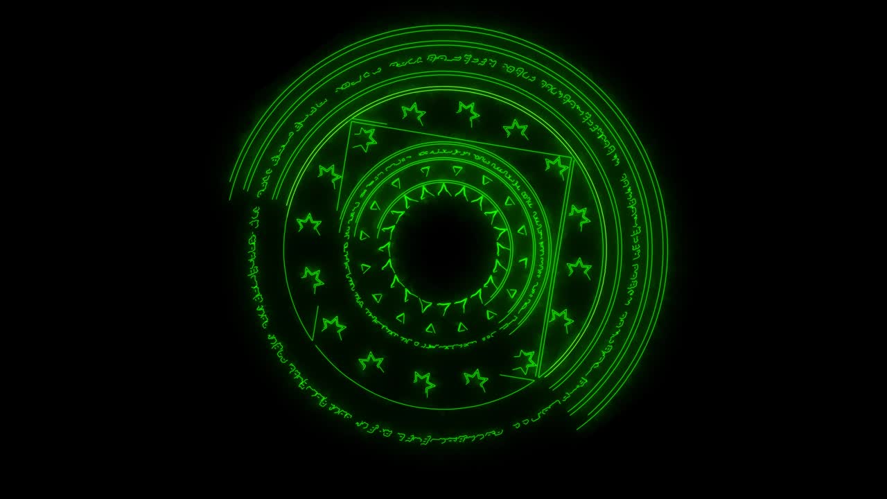 triángulo mágico y cuadrado luz energía verde girar para pancarta y publicidad