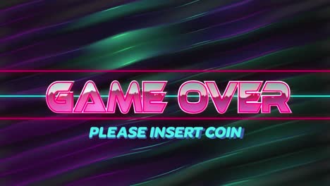 Animation-of-game-over-please-insert-coin-in-digital-abstract-space