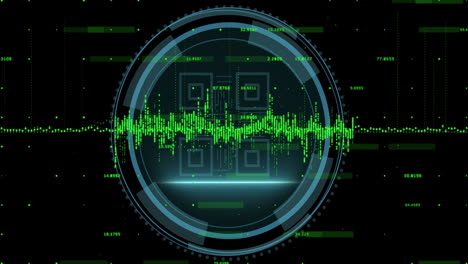 animation of qr code and scope scanning over data processing