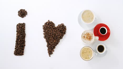 coffee beans forming shape i love coffee