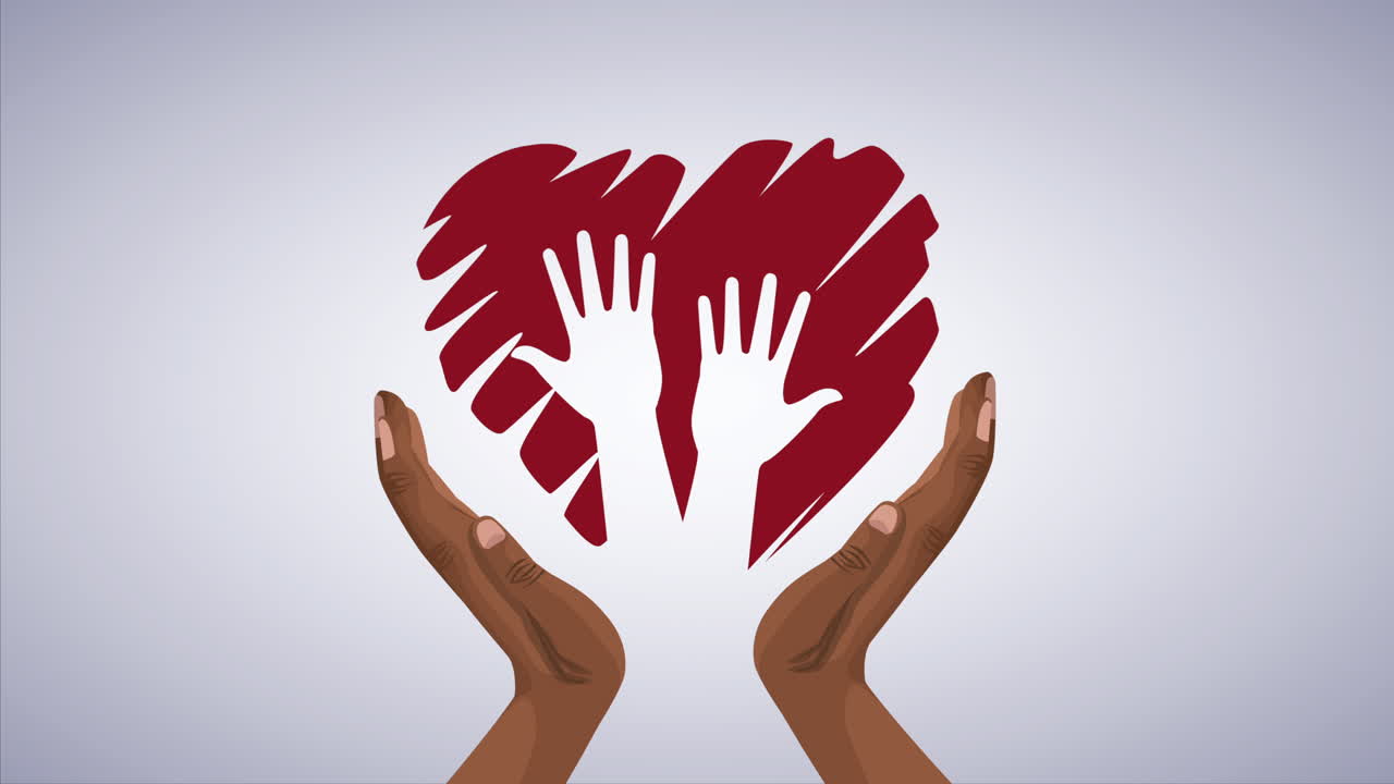 detener la campaña de racismo con las manos africanas levantando el corazón