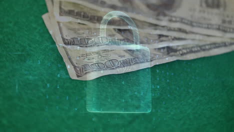 animation der datenverarbeitung über banknoten