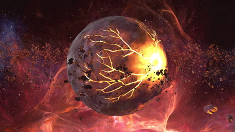 un planeta explotando en el espacio