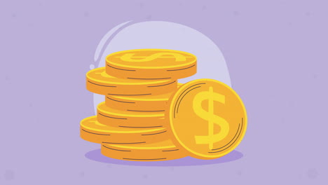 monedas dinero dólares dinero animación