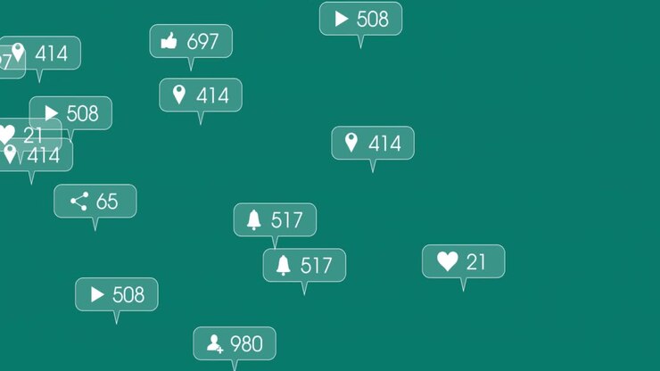 Animation of social media data processing over green background