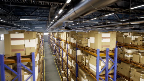 logistics facility containing merchandise for distribution procedures