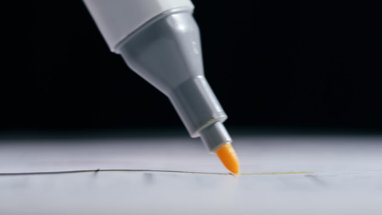 Close-up of a Highlighter Marking on Paper