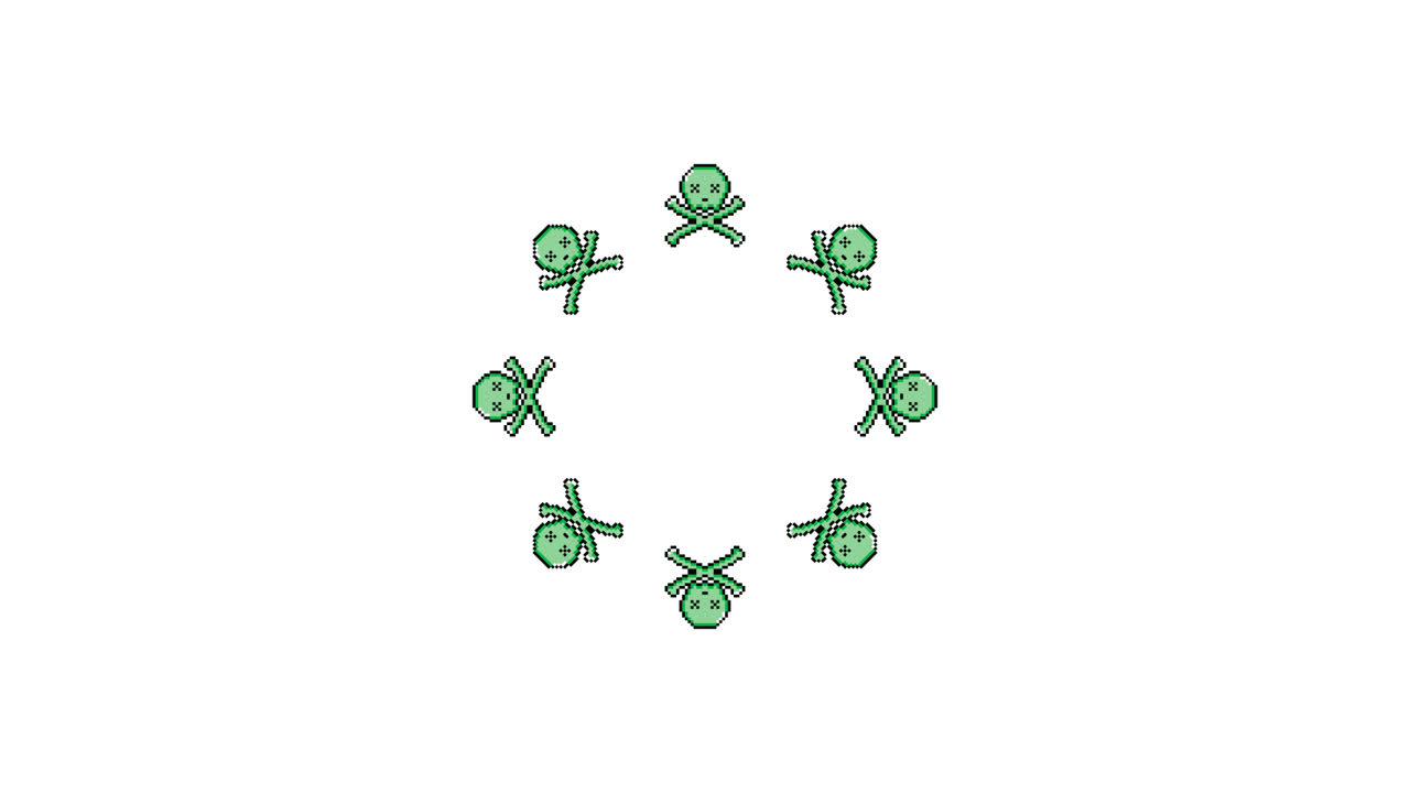 Pixel Art Skull Spinning Circle Animated Overlay Transparent 30fps (7)