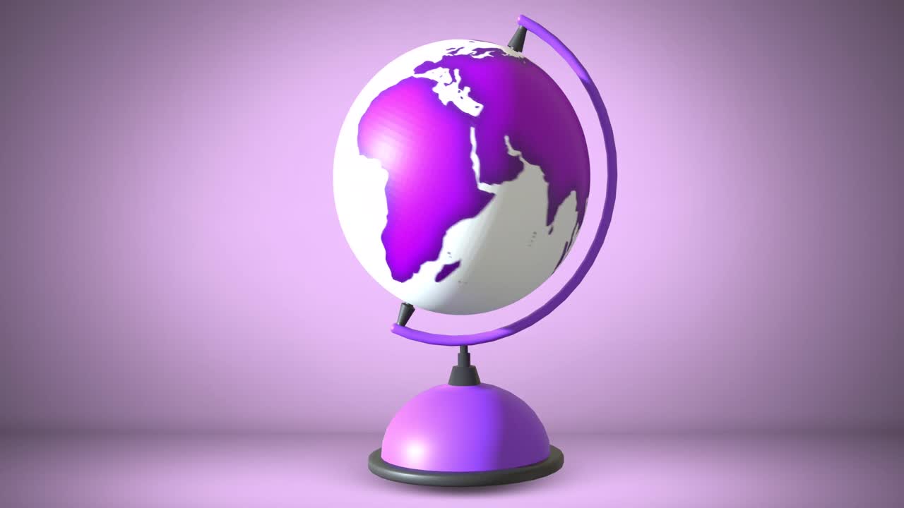 보라색 배경에 움직이는 보라색과 색 지구의 애니메이션