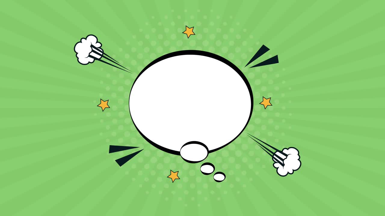 초록색 배경을 가진 표현 풍선 팝 아트 스타일