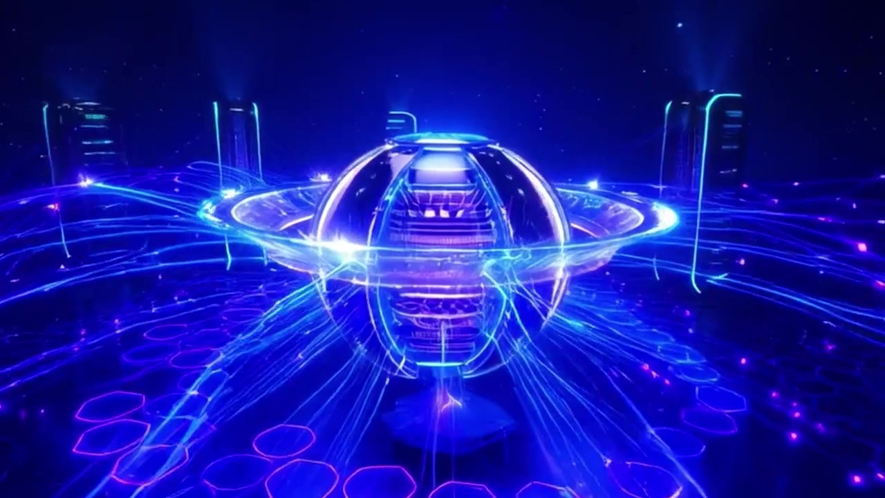 Futuristic Digital Globe with Data Streams and Server Towers