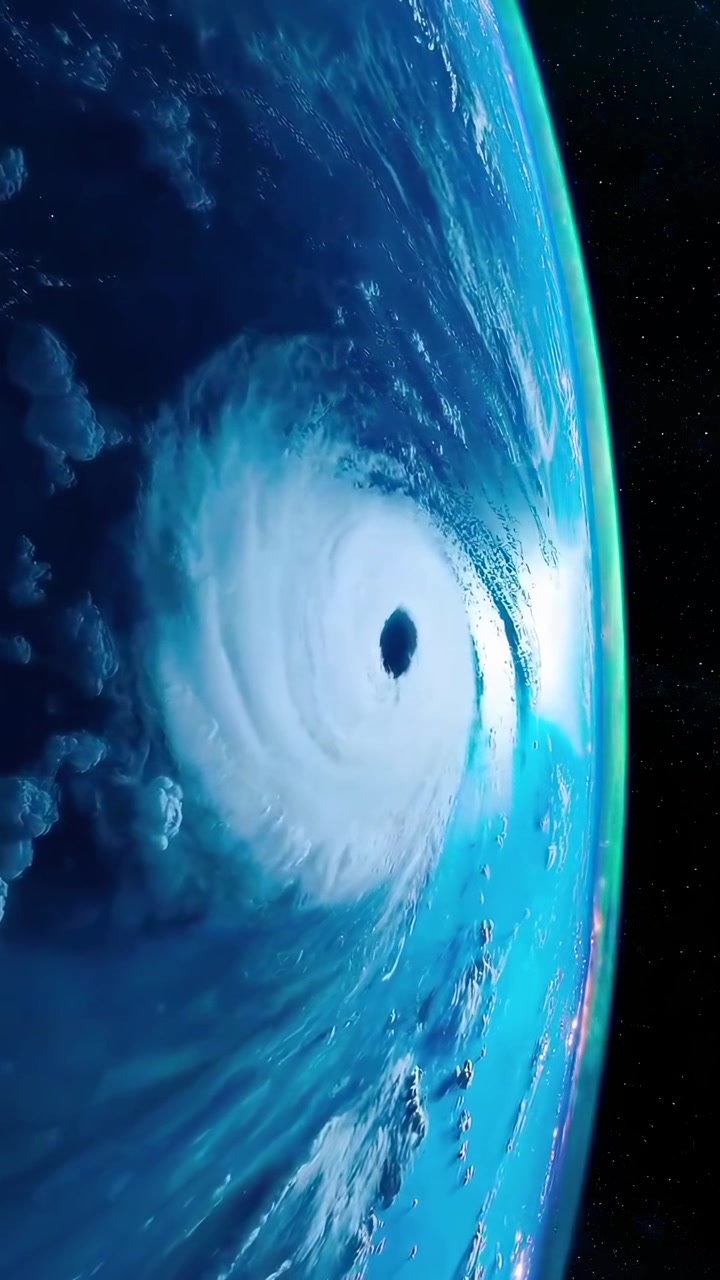 Vista drammatica di un uragano vorticoso sulla Terra dallo spazio