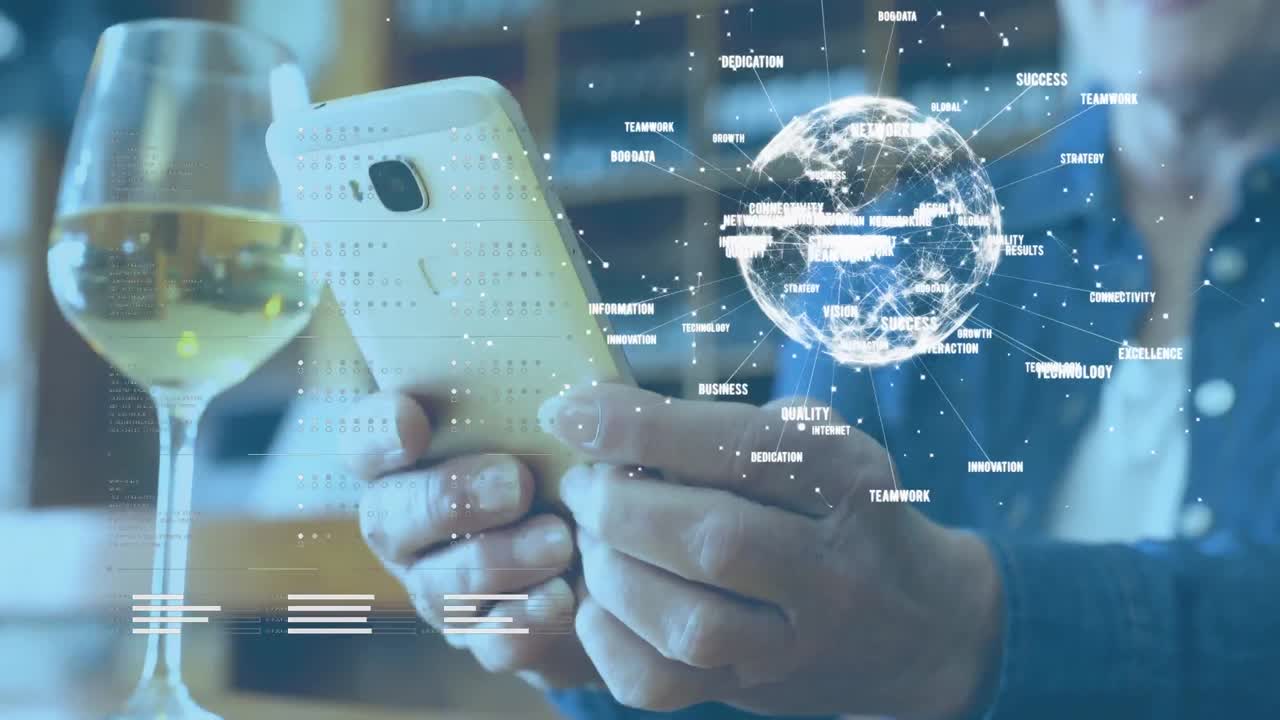 girando el globo con datos y red de conexión