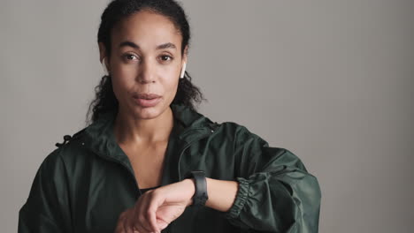 african american woman over white background.