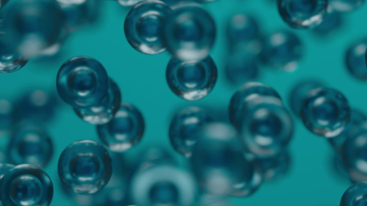 Abstract Blue and Teal Spheres Floating - Microscopic Bubbles