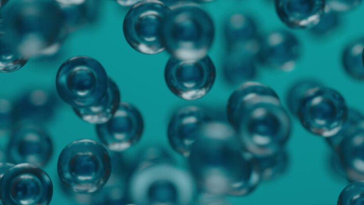 Abstract Blue and Teal Spheres Floating - Microscopic Bubbles