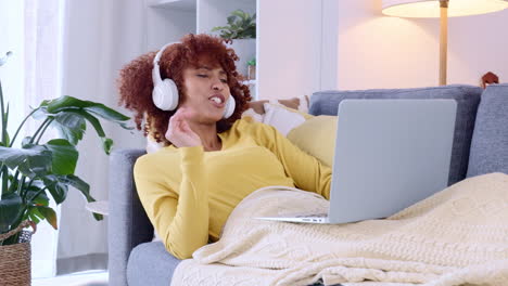 woman on a video call, talking to friends