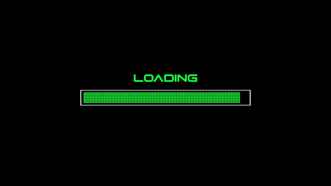 Digital Loading Bar Progressing on Black Background