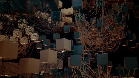 4k nodos y cables de red cúbicos abstractos.