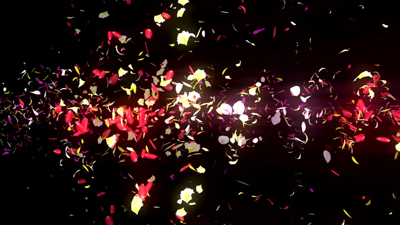 화려한 잎자루, 나선형 반이는 꽃잎, 꽃 모양, 예쁜 춤추는 꽃잎, 회전하는 꽃잎에서 소용돌이, 추상적인 루프 애니메이션.