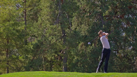 Young golfer playing on a sunny spring day in Switzerland, showcasing precise chipping, putting, bunker, and approach shots. Perfect for sports, lifestyle, and outdoor themes.
