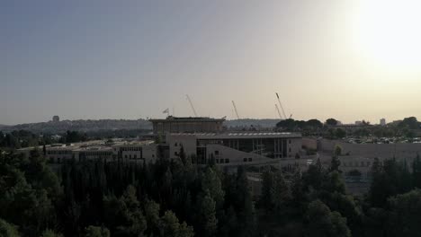 knesset building at sunset, jerusalem, israel, right to left shot