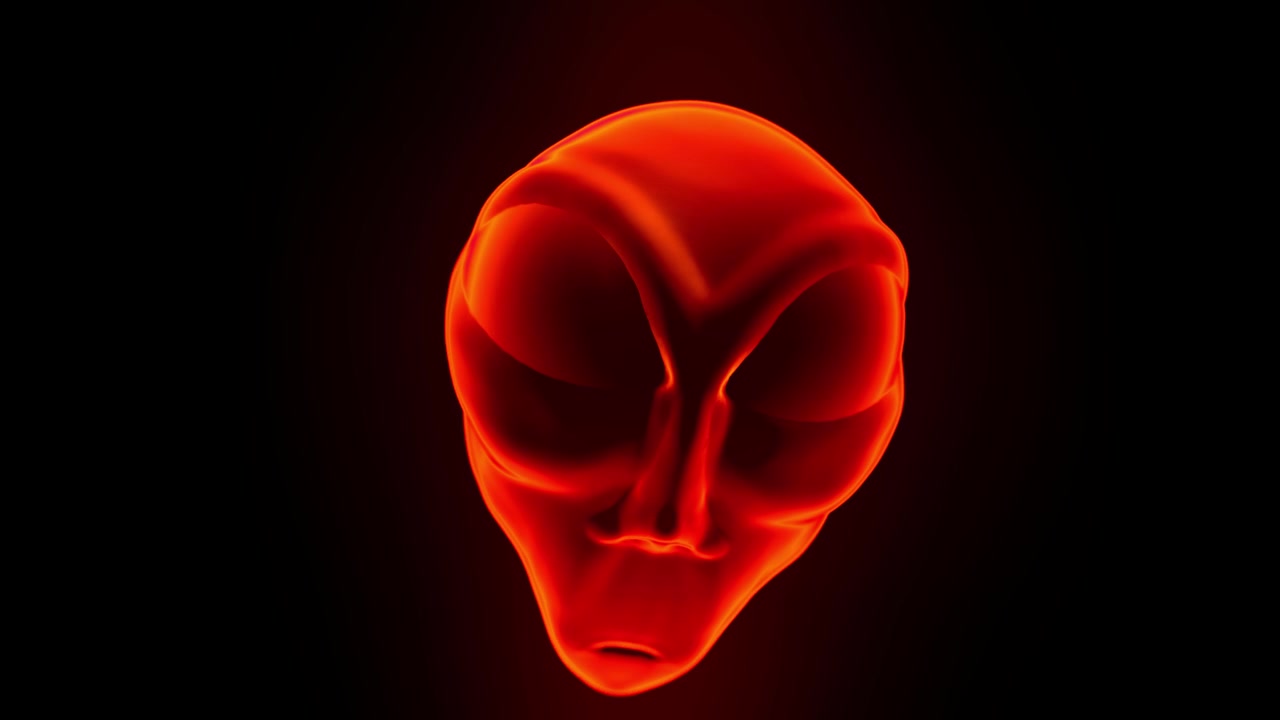 Volto di alieno grigio, testa inquietante, creatura extraterrestre marziana, UFO 4K