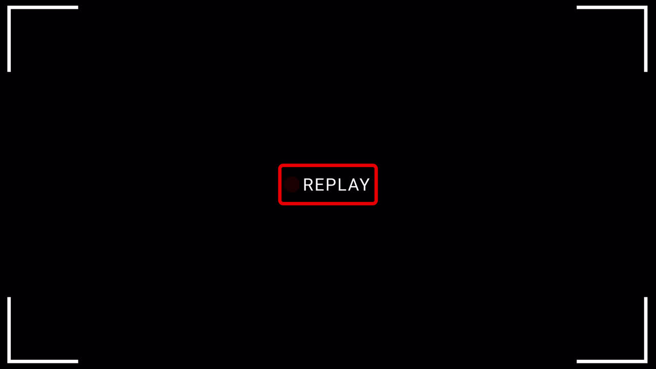 Replay Button Animation with Recording Indicator on Black Background