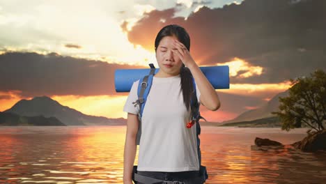 woman feeling stressed during a trip