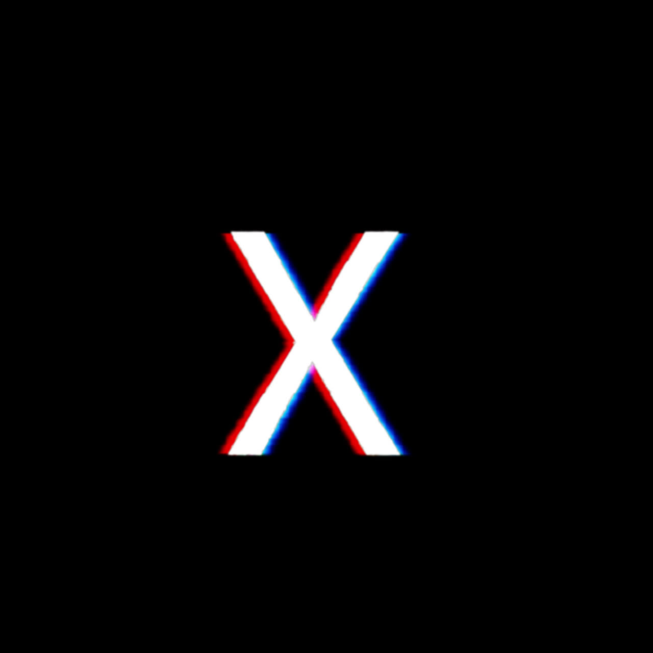 Animated Glitch Letter X on Black Background