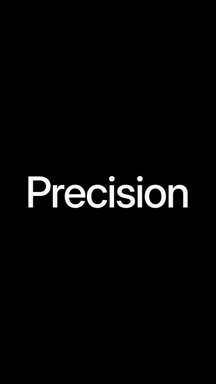 Animated Text Displaying the Word Precision on Black Background