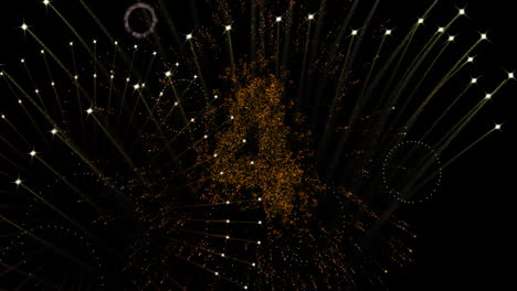 animation of countdown and fireworks on black background