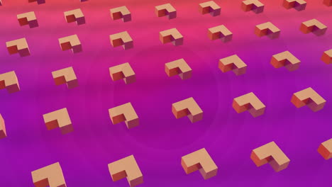 animación de filas de formas abstractas que se mueven sobre un fondo púrpura.